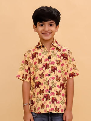 Twinning Set- The Gentle Giant Elephant Print Men's Shirt and Boys Shirt - Twinning Combo