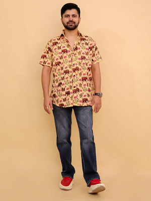 Twinning Set- The Gentle Giant Elephant Print Men's Shirt and Boys Shirt - Twinning Combo