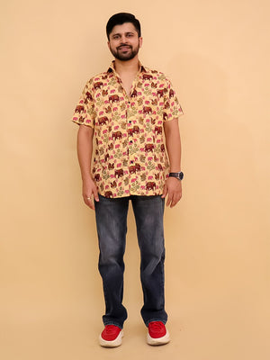 Twinning Set- The Gentle Giant Elephant Print Men's Shirt and Boys Shirt - Twinning Combo