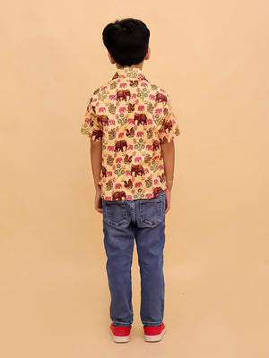 Twinning Set- The Gentle Giant Elephant Print Men's Shirt and Boys Shirt - Twinning Combo