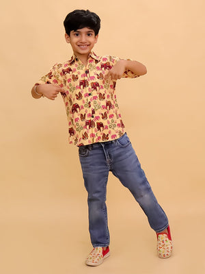 Twinning Set- The Gentle Giant Elephant Print Men's Shirt and Boys Shirt - Twinning Combo