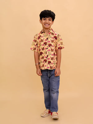 Twinning Set- The Gentle Giant Elephant Print Men's Shirt and Boys Shirt - Twinning Combo