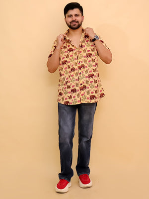 Twinning Set- The Gentle Giant Elephant Print Men's Shirt and Boys Shirt - Twinning Combo