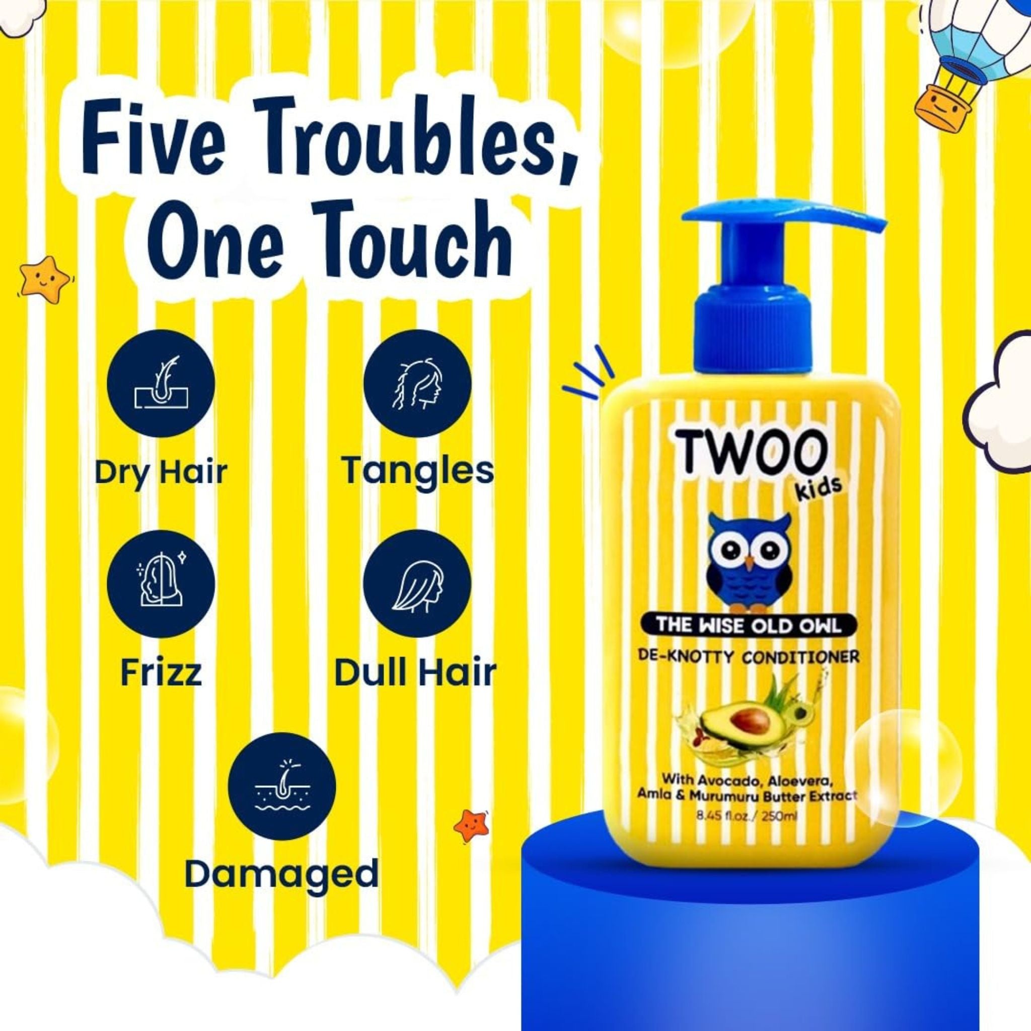 TWOO Kids De - Knotty Conditioner with Avocado, Aloe Vera & Murumuru Butter – 250ml - 8906002231805