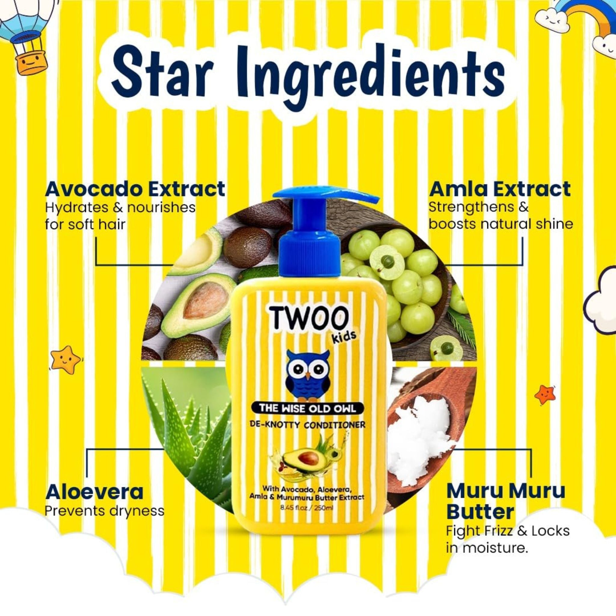 TWOO Kids De - Knotty Conditioner with Avocado, Aloe Vera & Murumuru Butter – 250ml - 8906002231805