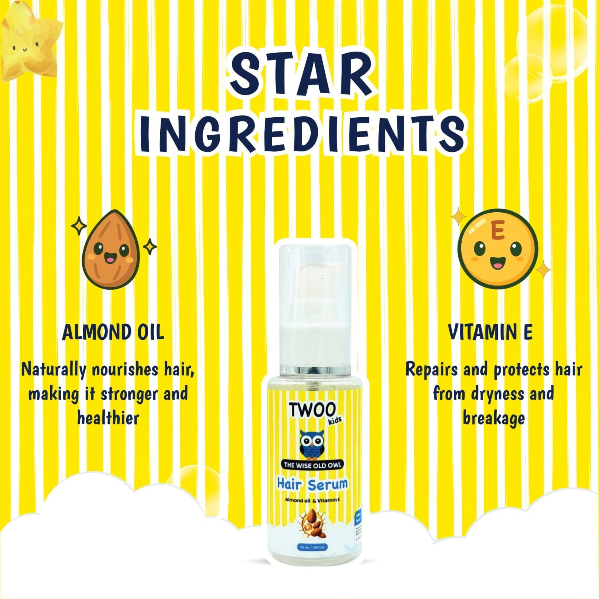 TWOO Kids De - Knotty Hair Serum with Almond Oil & Vitamin E – Smooth & Shiny Hair - 8906002231881