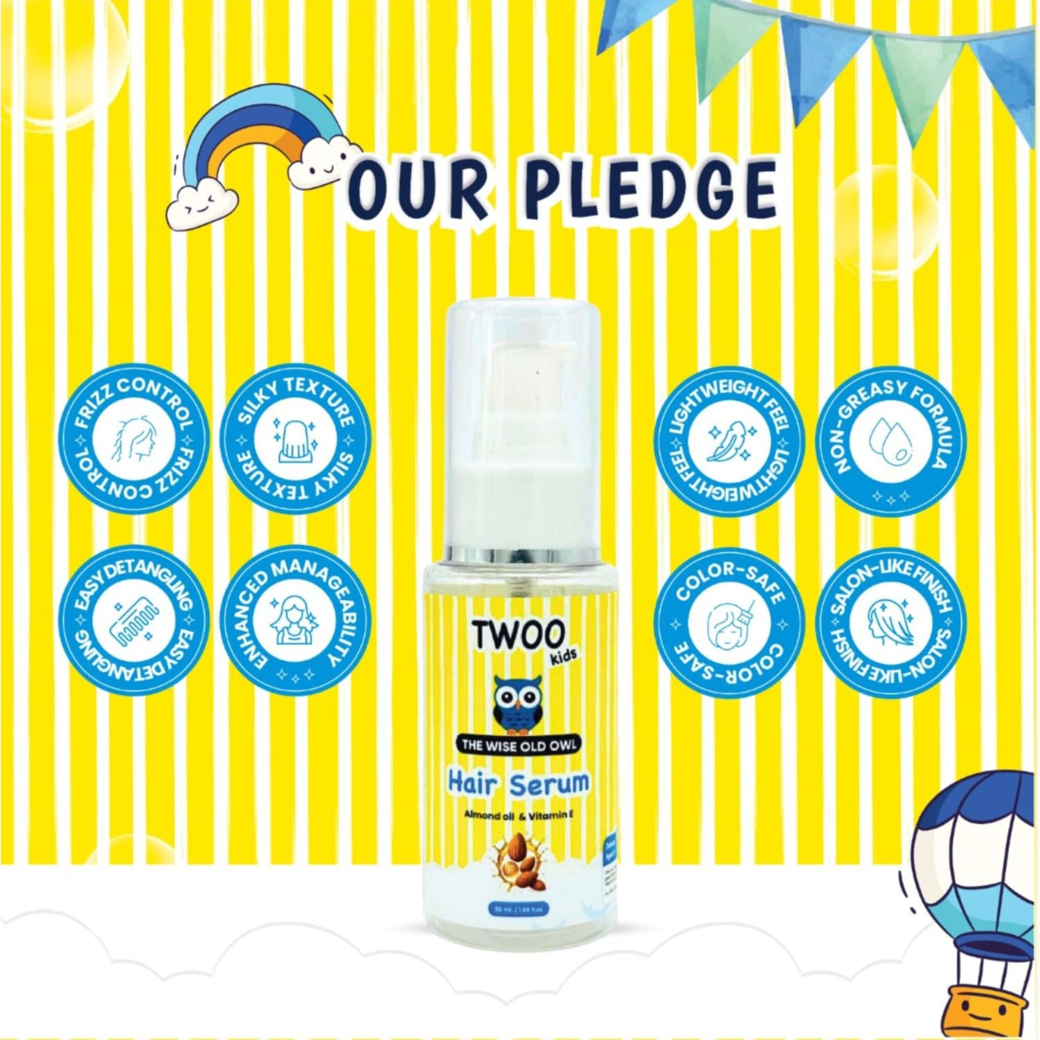 TWOO Kids De - Knotty Hair Serum with Almond Oil & Vitamin E – Smooth & Shiny Hair - 8906002231881