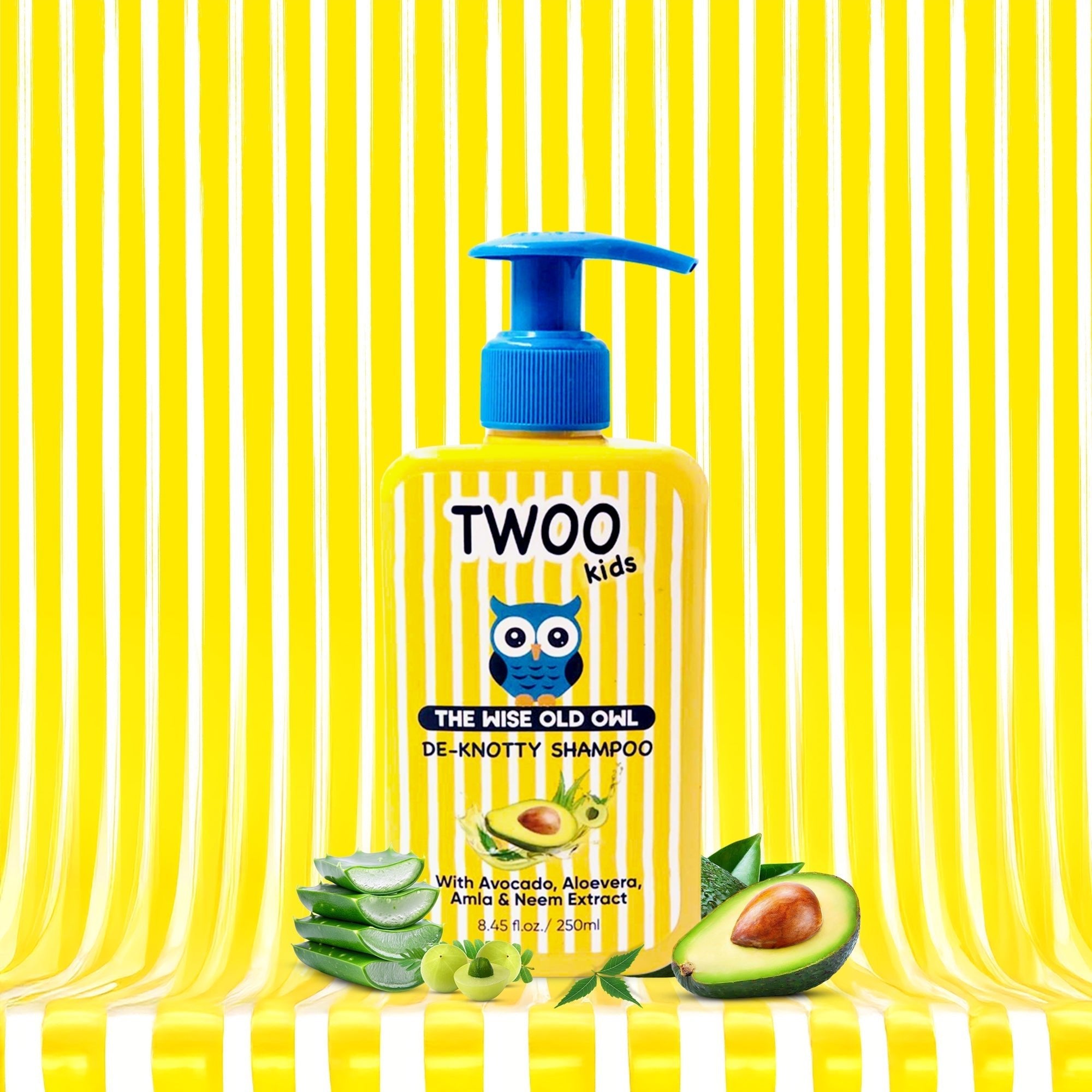 TWOO Kids De - Knotty Shampoo with Avocado, Aloe Vera, Amla & Neem Extract – Gentle Care for Soft, Manageable Hair – 250ml - 8906002231799