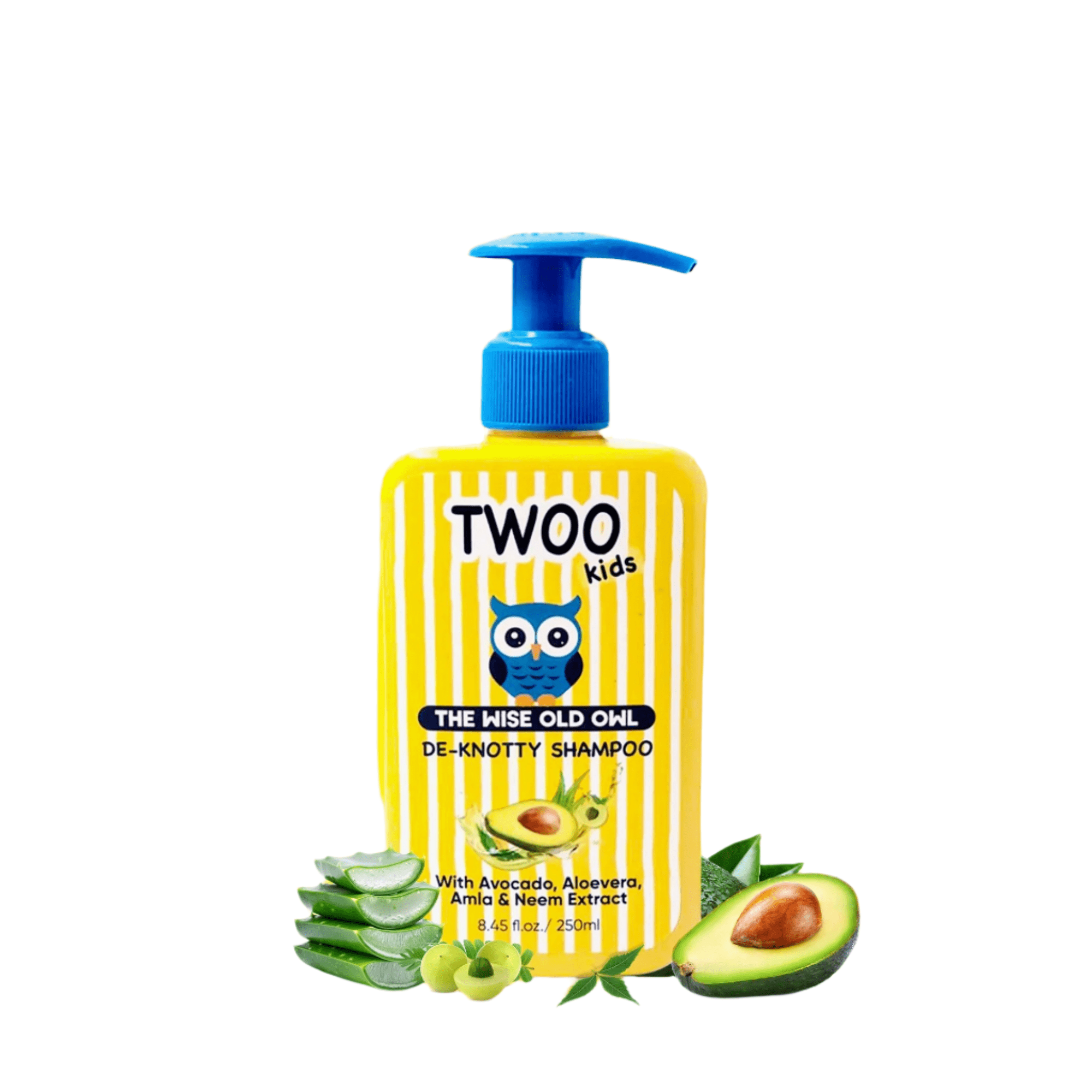 TWOO Kids De - Knotty Shampoo with Avocado, Aloe Vera, Amla & Neem Extract – Gentle Care for Soft, Manageable Hair – 250ml - 8906002231799