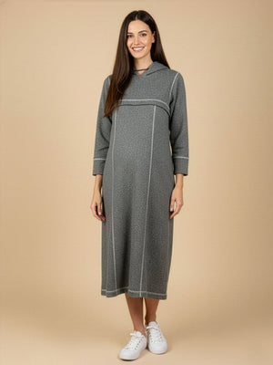 Undercover Cozy Maternity And Nursing Hoodie Dress - Grey Maternity Winter Dress