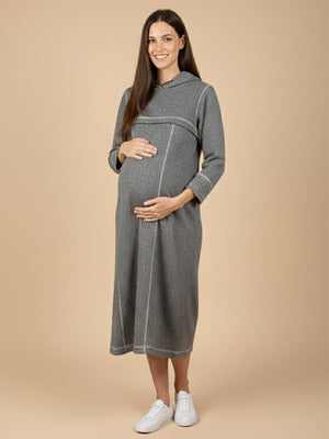 Undercover Cozy Maternity And Nursing Hoodie Dress - Grey Maternity Winter Dress