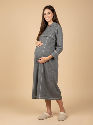 Undercover Cozy Maternity And Nursing Hoodie Dress - Grey Maternity Winter Dress