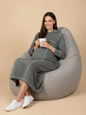 Undercover Cozy Maternity And Nursing Hoodie Dress - Grey Maternity Winter Dress