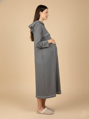 Undercover Cozy Maternity And Nursing Hoodie Dress - Grey Maternity Winter Dress