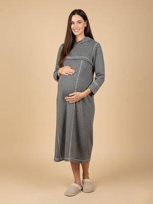 Undercover Cozy Maternity And Nursing Hoodie Dress - Grey Maternity Winter Dress