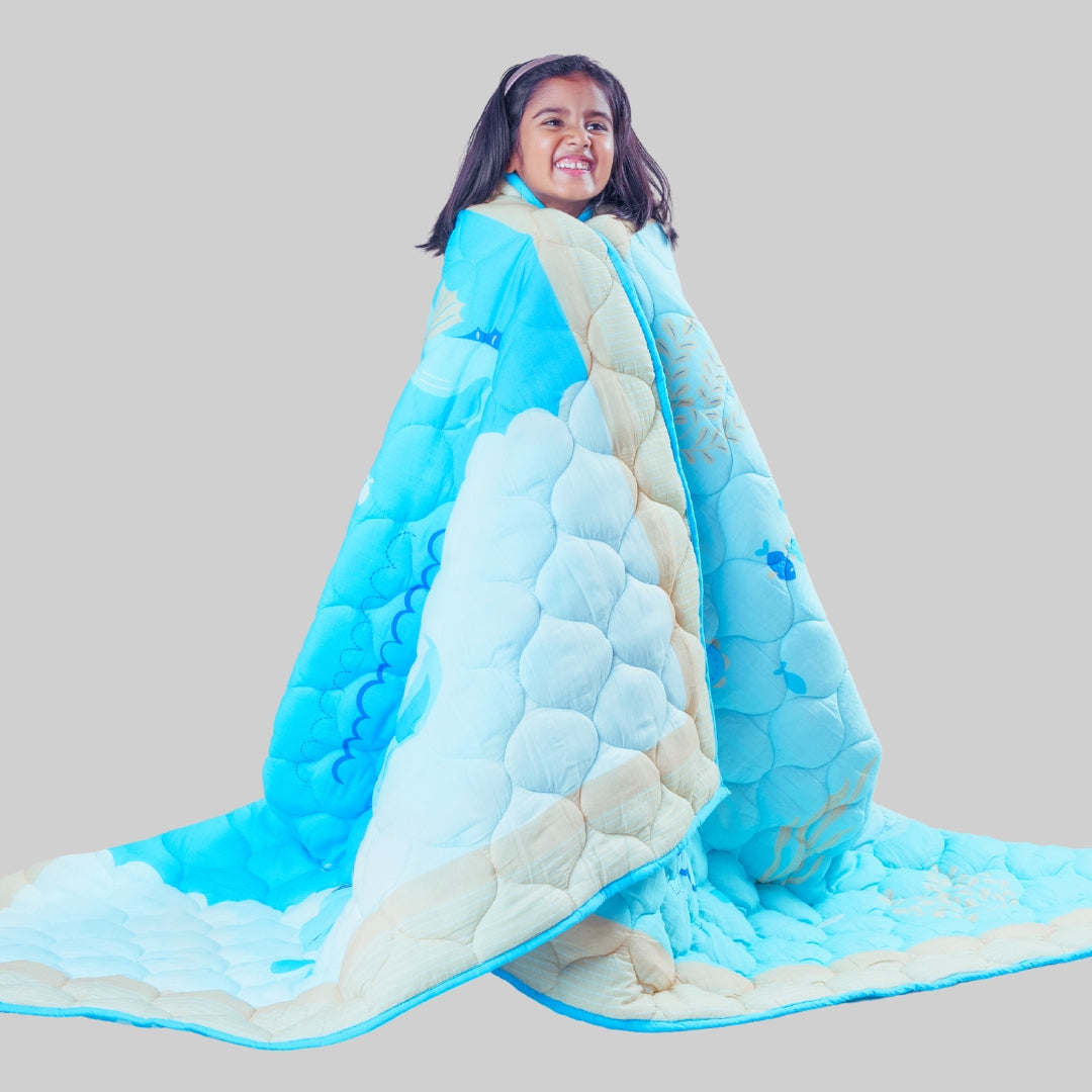 Gudgoodie Premium Cotton Muslin AC Quilt Blanket- Undersea Oasis