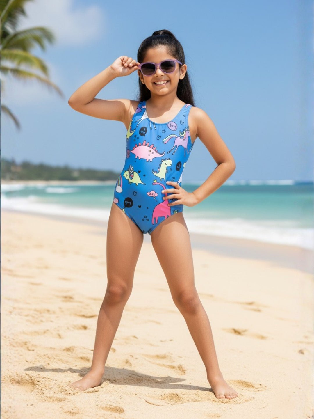 Unicorn And Dino Dream Girls Swimsuit - 2 - 4 Years Kids Swimwear