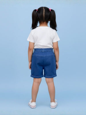 Unicorn Patch Girls Shorts With Embroidery - 1 - 2 Years Kids Casual Bottom