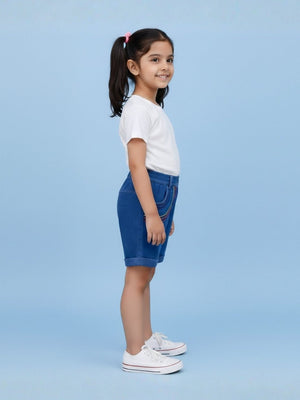 Unicorn Patch Girls Shorts With Embroidery - 1 - 2 Years Kids Casual Bottom