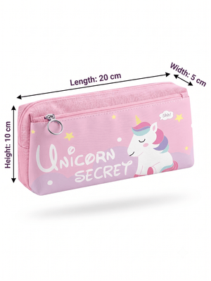 Unicorn Secret Large Capacity Canvas Pencil Case for Kids - Stationery