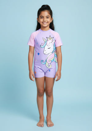 Unicorn Splash Girls Swimsuit - 2 - 4 Years Kids Swimwear