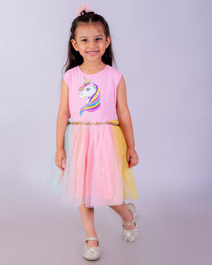 Unicorn Tulle Girls Casual Dress