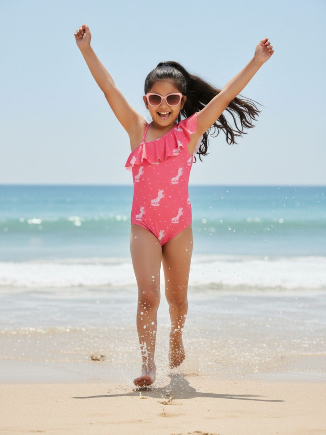 Unicorn Wave Girls Swimsuit - 2 - 4 Years Kids Swimwear