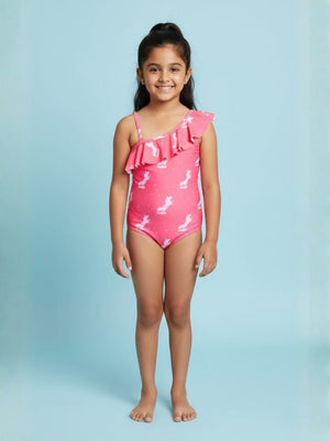 Unicorn Wave Girls Swimsuit - 2 - 4 Years Kids Swimwear