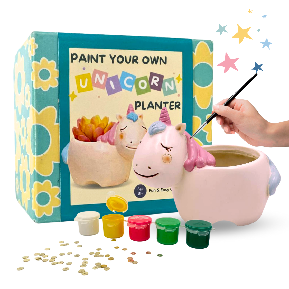 Craftopedia Paint Your Own Unicorn Planter | DIY Art and Craft Kit