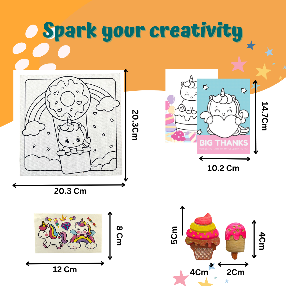 Craftopedia 4 In 1 Canvas Set - Unicorns In Candyland | DIY Art and Craft Kit