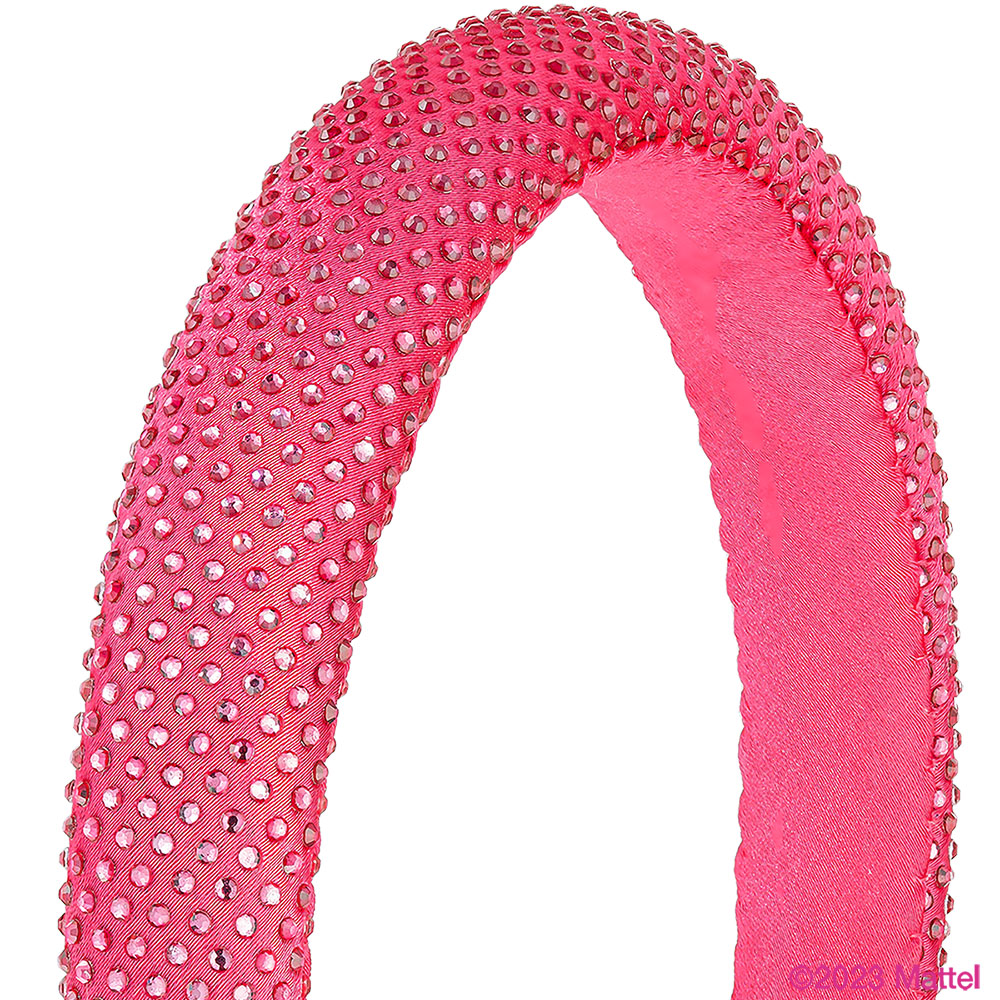 Hair Drama Co Barbie Rhinestone Puff Hair Band With Barbie Charm - Hot Pink