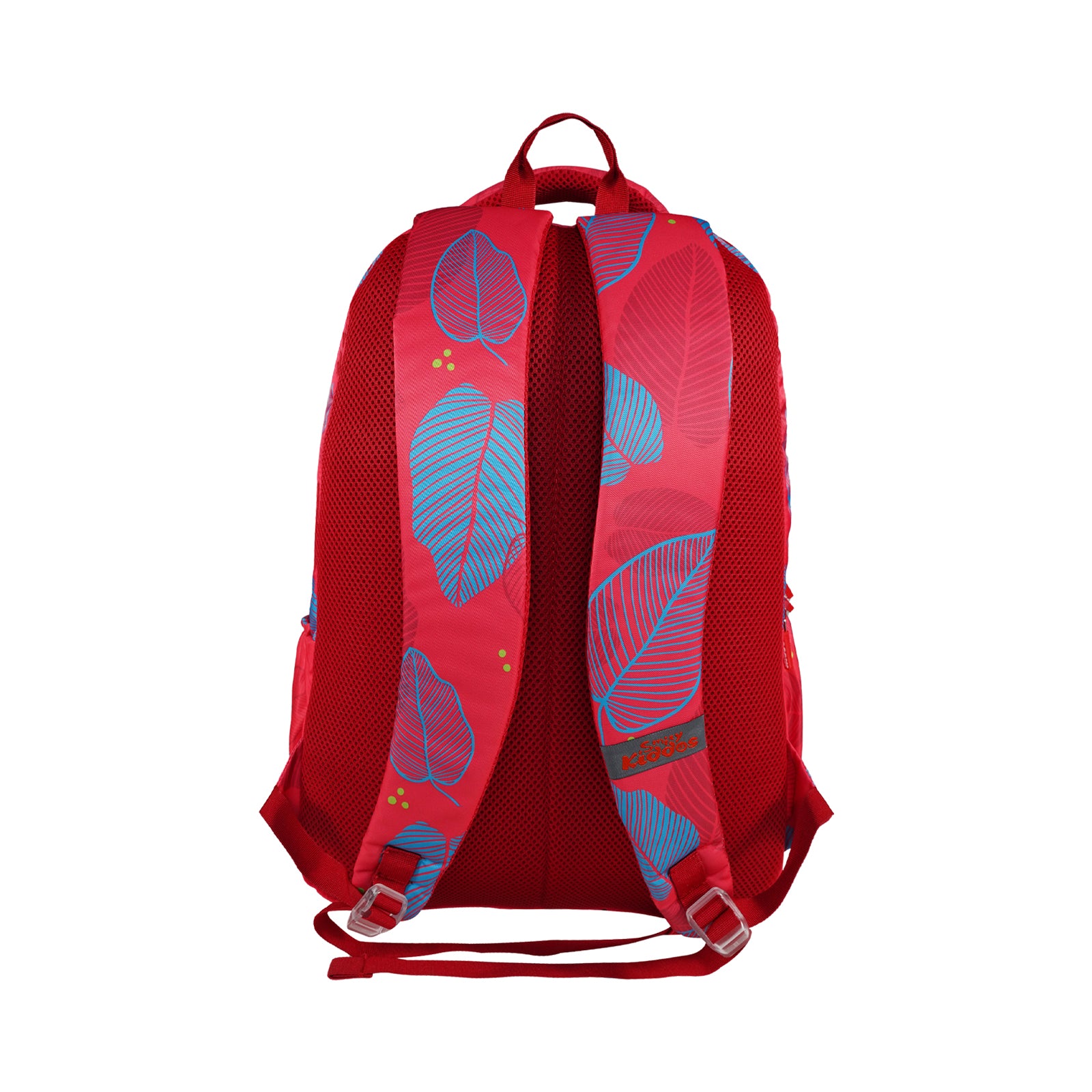 Smily Kiddos Rio Laptop Backpack for Kids – Red | Stylish Leaf Print | 19"