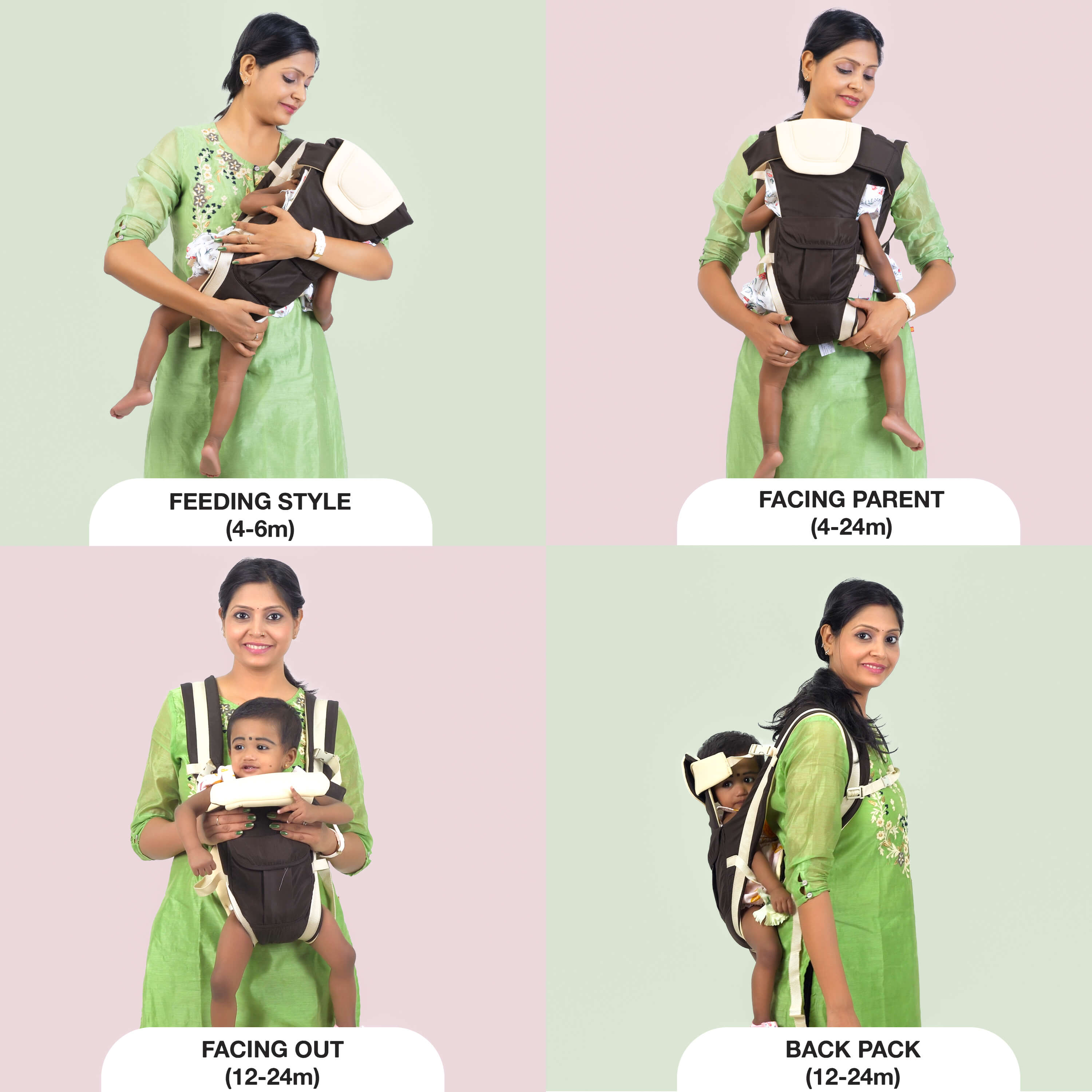 Happy Bear-Baby Carrier Bag/Adjustable Hands Free 4 in 1 Baby/Baby Safety Belt