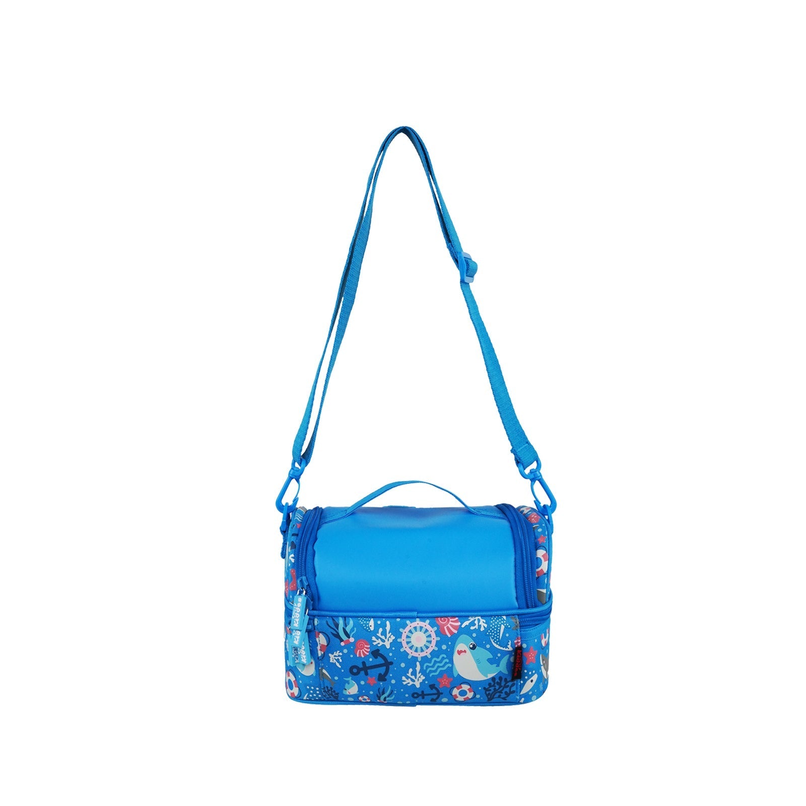 Smily Kiddos Double Decker Lunch Bag V3 | Baby Shark Theme - Blue