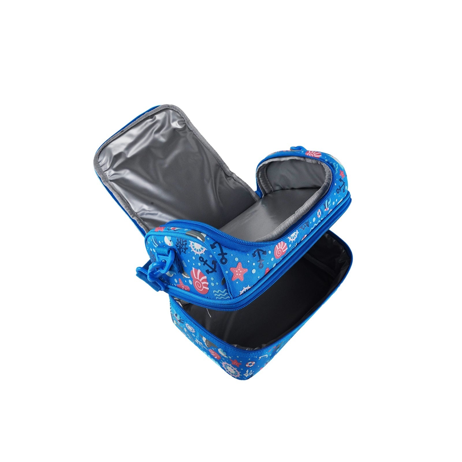 Smily Kiddos Double Decker Lunch Bag V3 | Baby Shark Theme - Blue