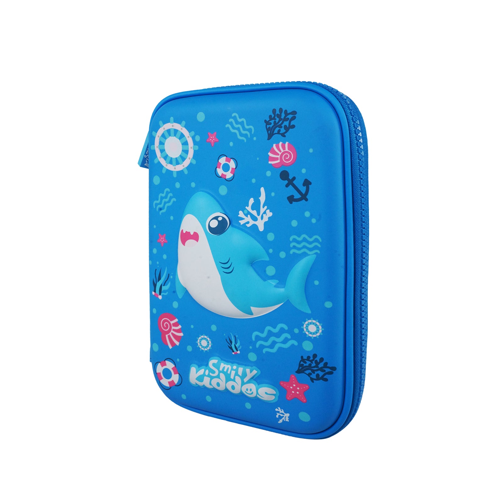 Smily Kiddos Single Compartment Pencil Case V3 | Baby Shark Theme - Blue
