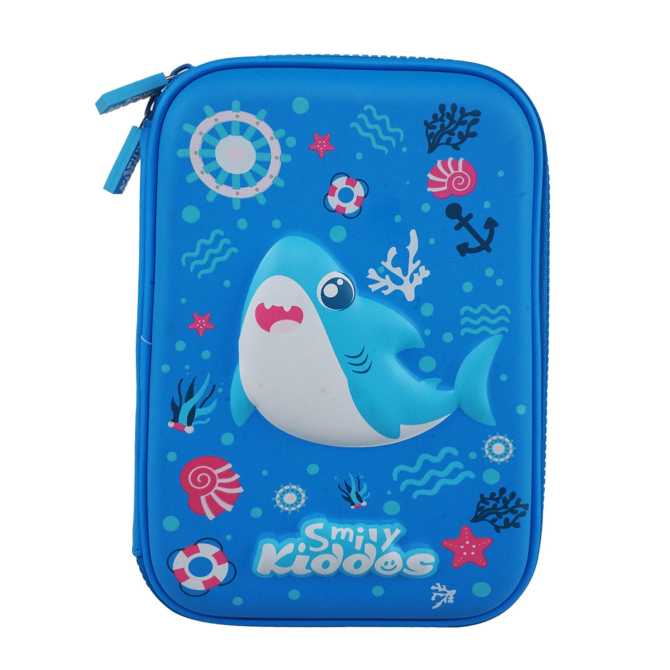 Smily Kiddos Single Compartment Pencil Case V3 | Baby Shark Theme - Blue