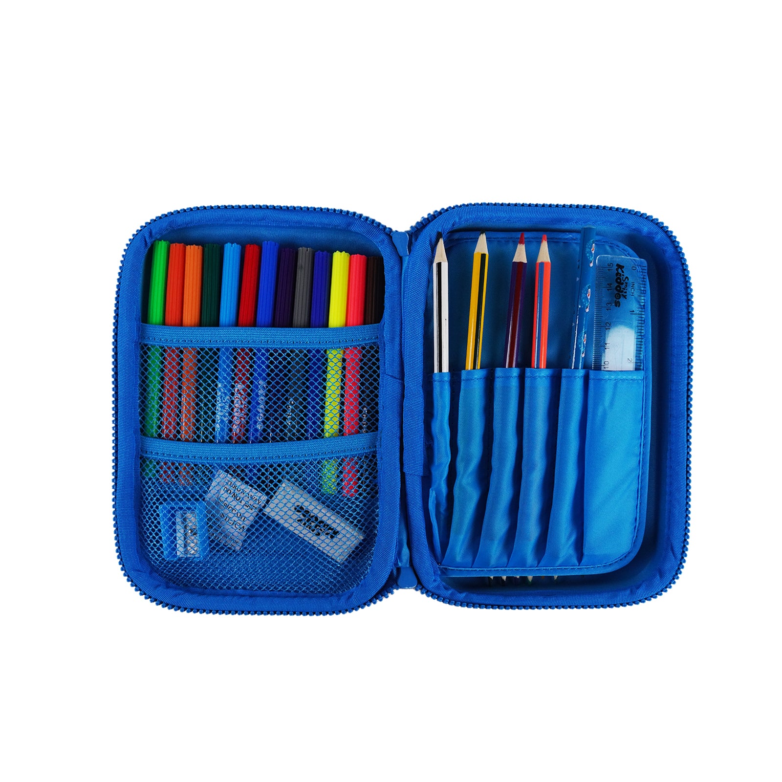 Smily Kiddos Single Compartment Pencil Case V3 | Baby Shark Theme - Blue
