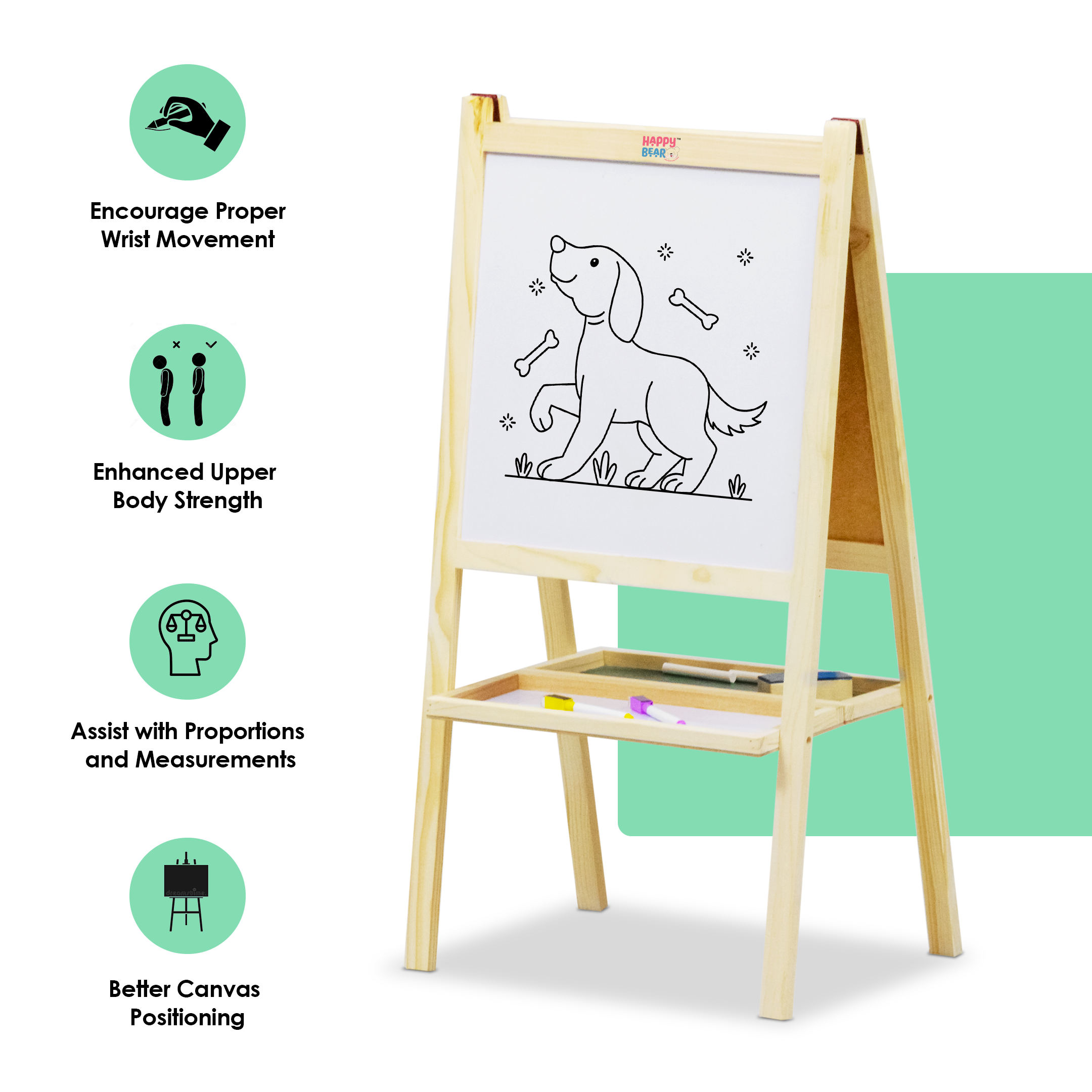 Happy Bear 2 in 1 Double sided Easel Board