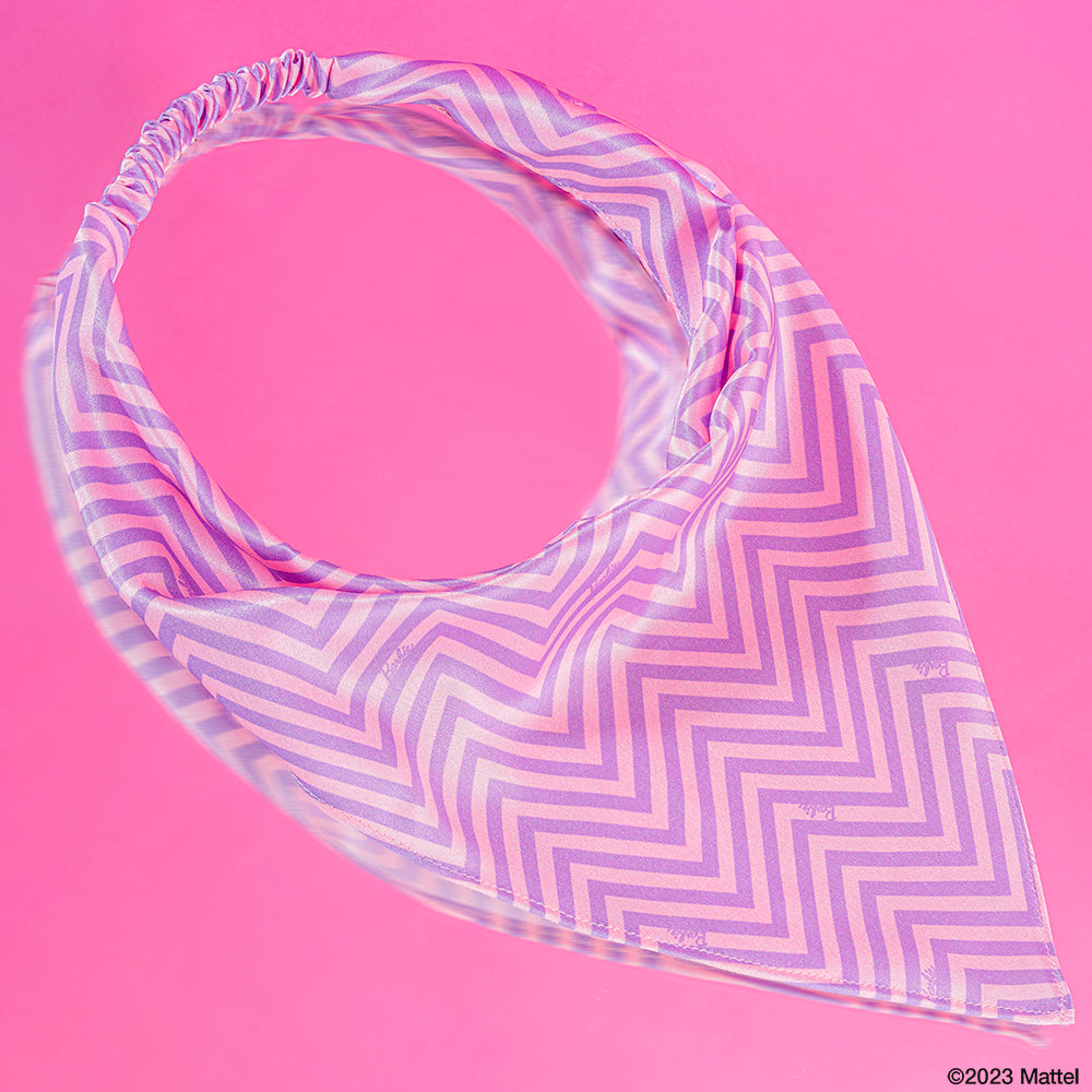 Hair Drama Co x Barbie Chevron Headscarf - Lilac & Pink