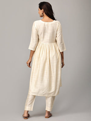 Vanilla Chai Maternity And Nursing Silk Kurta Set - MEW-SK-VNCH-S