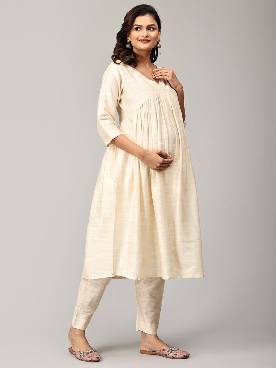 Onakkodi Maternity and Nursing Silk Kurta Set With Dupatta