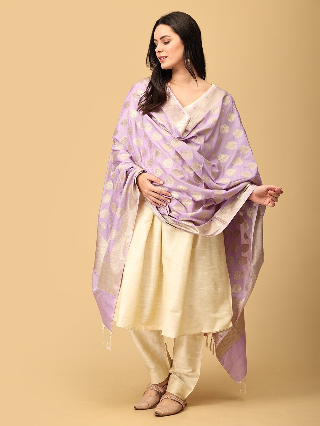 Vanilla Chai Maternity and Nursing Silk Kurta Set With Dupatta - MEW - SK - VNCHI - S