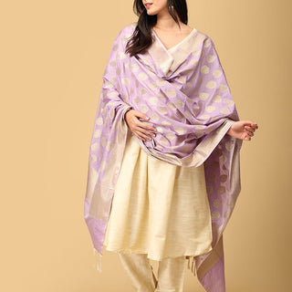 Vanilla Chai Maternity and Nursing Silk Kurta Set With Dupatta - MEW - SK - VNCHI - S
