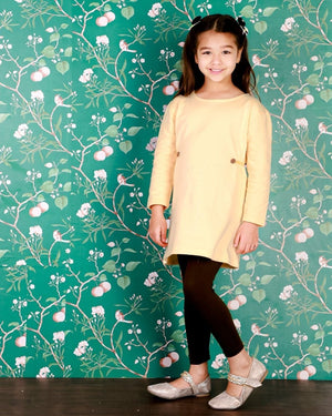 Vanilla Custard Girls Sweater Dress with Brown Leggings - WNCL-DL-VNCS-0-6