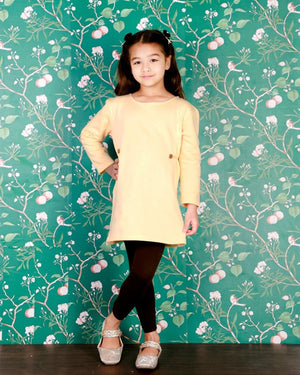 Vanilla Custard Girls Sweater Dress with Brown Leggings - WNCL-DL-VNCS-0-6