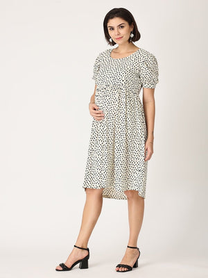 Vanilla Ice Polka Dot Maternity and Nursing Dress - DRS-VNIPD-S