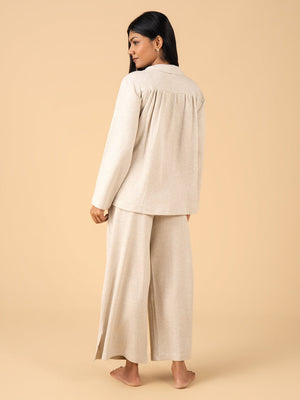 Vanilla Oats Maternity and Nursing Pajama Set - Off White Maternity Nightwear Set