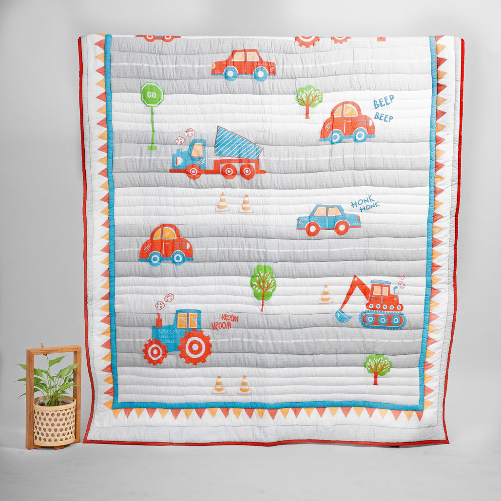 Gudgoodie Premium Cotton Muslin AC Quilt  Blanket- Vehicles