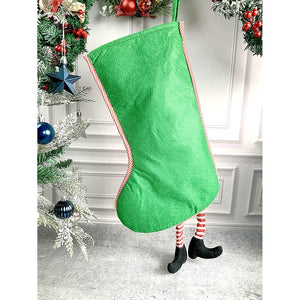 Velvet Glitter Santa Christmas Stocking, 16 inches - XMAS STOCKINGS